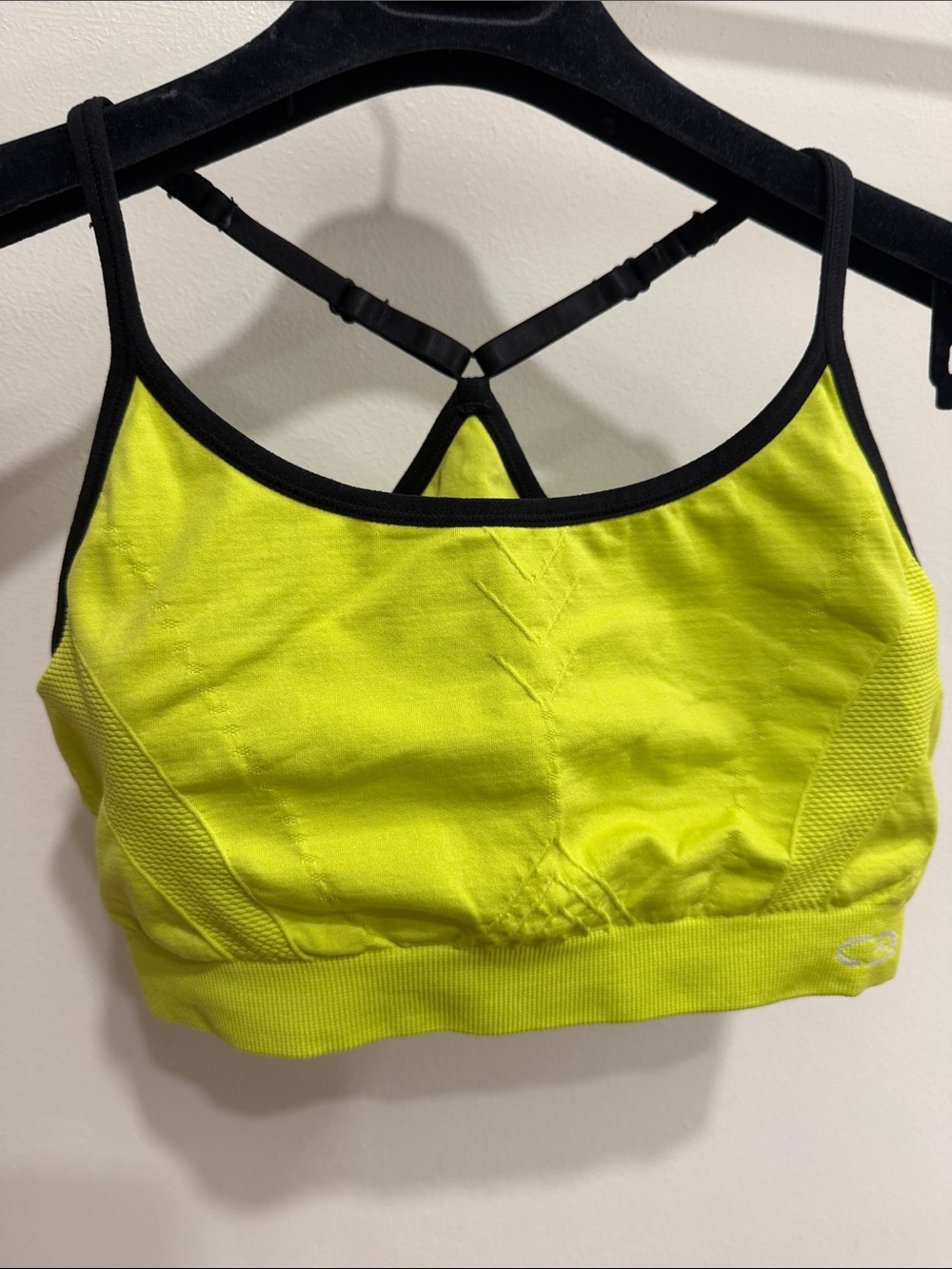 Champion Bright Neon Yellow Sports Bra with Black Trim